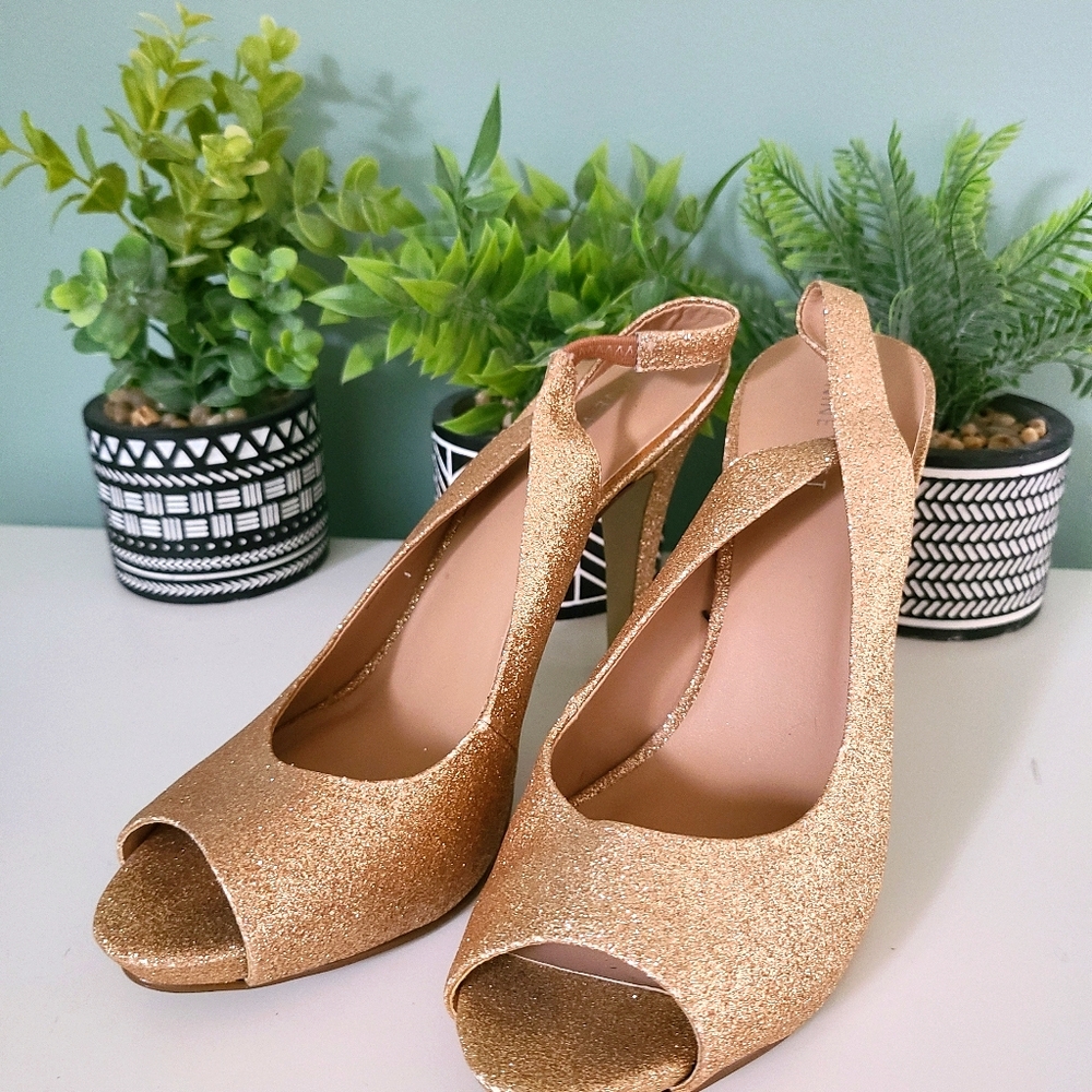 Nine West Rose Gold Glitter Heels